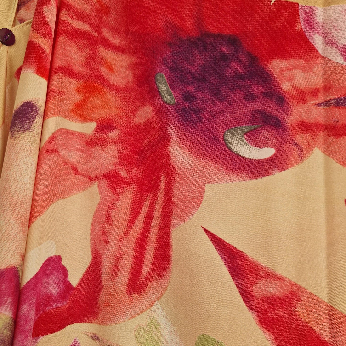 Handmade Boho-style multi-wear kaftan. with pink floral on a champagne robe, with botanical, made from a soft cotton-polyester blend