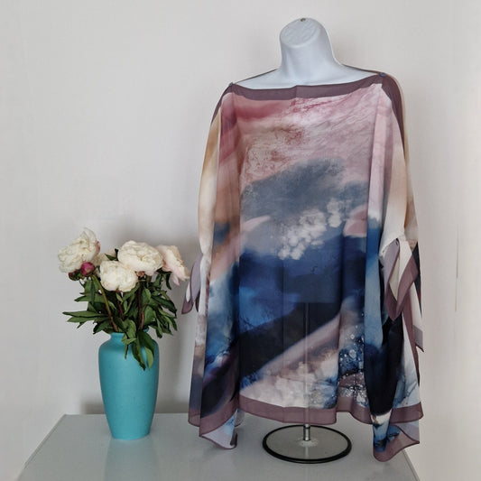 Handmade Boho-style multi-wear kaftan and robe  made from a soft cotton-polyester blend  in autumn colours